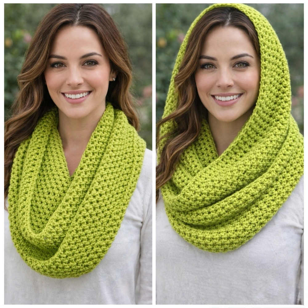 Handmade acrylic lightweight crochet infinity scarf cozy, cottagecore